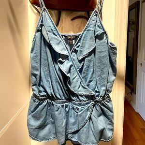 Small spaghetti strap denim top